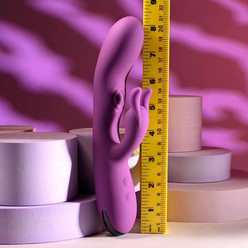 Playboy Pleasure BUSY BUNNY - Purple 22.6 cm USB Rechargeable Rabbit Vibrator with Tapping Shaft - silkandsin