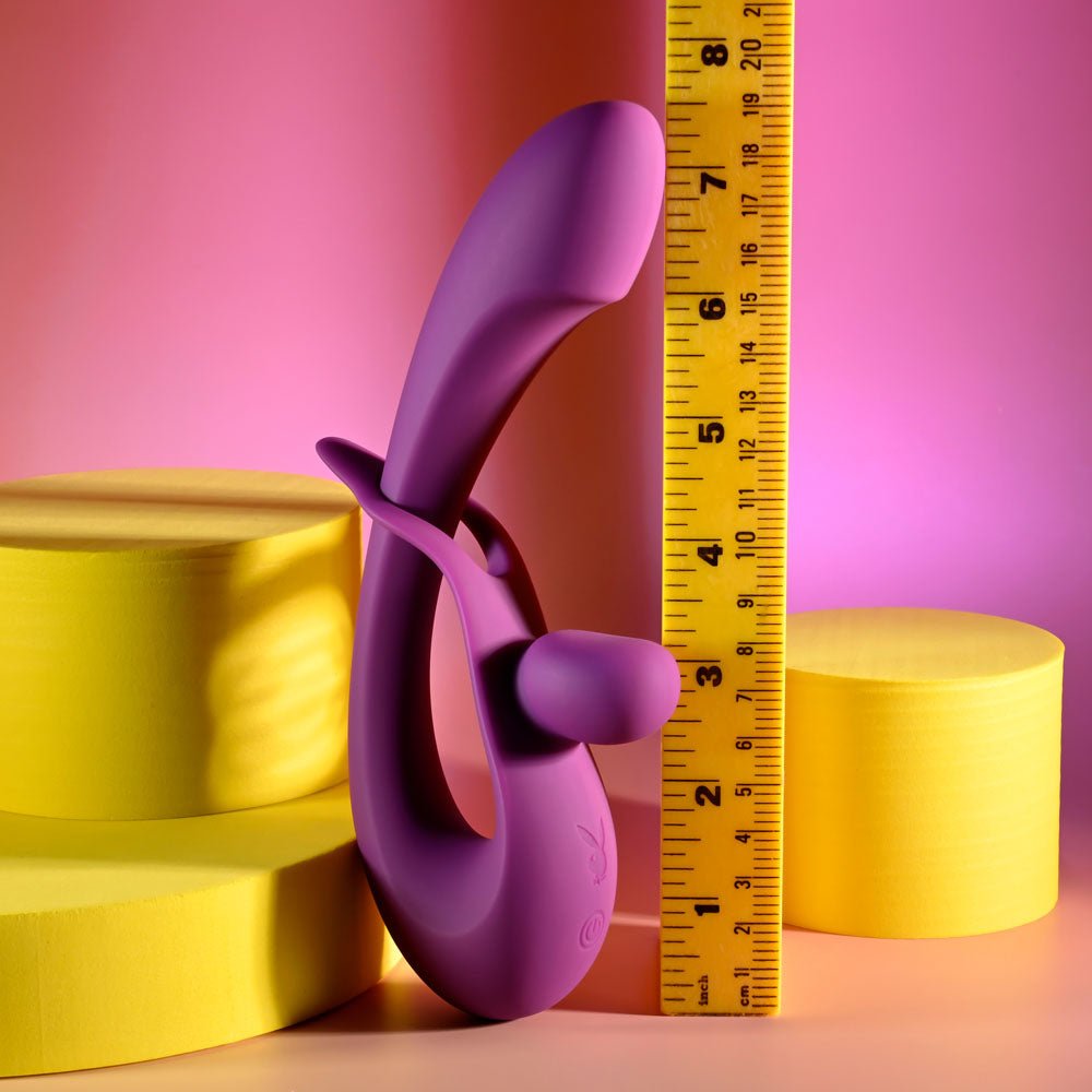 Playboy Pleasure CHA CHA SLIDE - Purple 20 cm USB Rechargeable Rabbit Vibrator - silkandsin