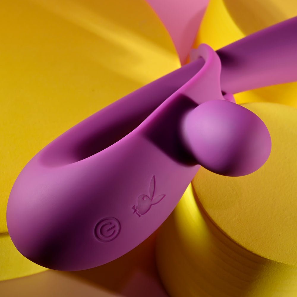 Playboy Pleasure CHA CHA SLIDE - Purple 20 cm USB Rechargeable Rabbit Vibrator - silkandsin