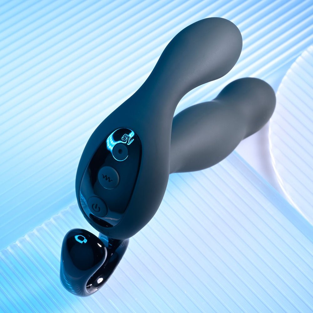 Playboy Pleasure COME HITHER - Black 13.2 cm USB Rechargeable Vibrating Prostate Massager with Wireless Remote Control - silkandsin