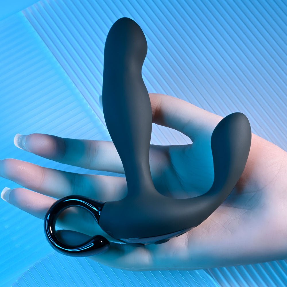 Playboy Pleasure COME HITHER - Black 13.2 cm USB Rechargeable Vibrating Prostate Massager with Wireless Remote Control - silkandsin