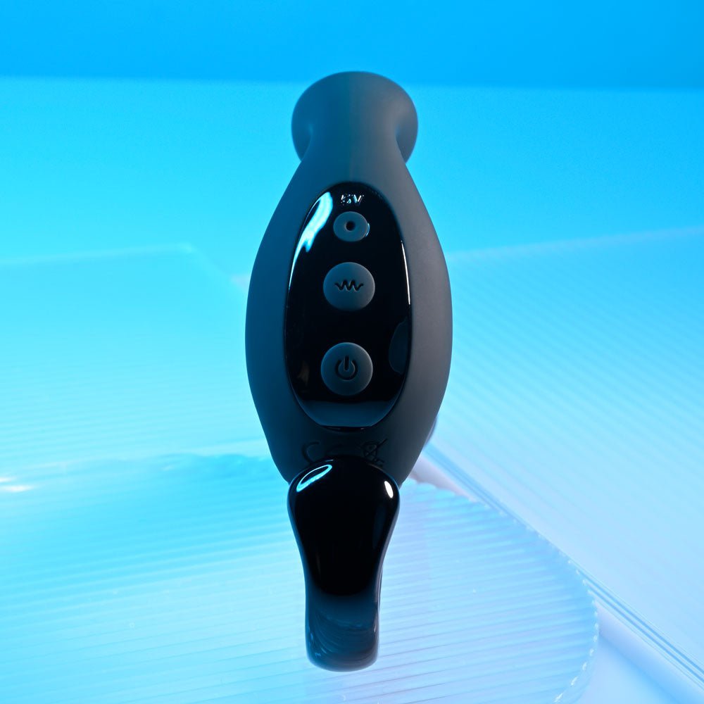 Playboy Pleasure COME HITHER - Black 13.2 cm USB Rechargeable Vibrating Prostate Massager with Wireless Remote Control - silkandsin