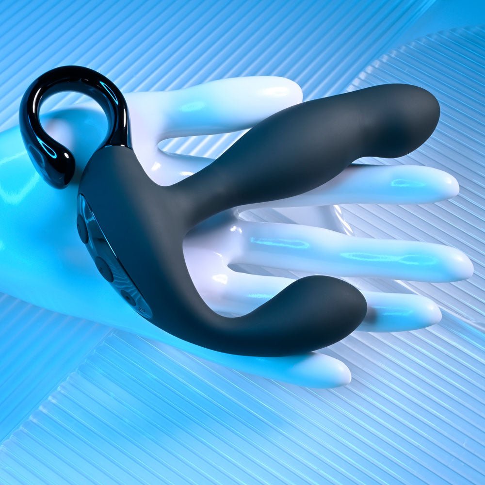 Playboy Pleasure COME HITHER - Black 13.2 cm USB Rechargeable Vibrating Prostate Massager with Wireless Remote Control - silkandsin