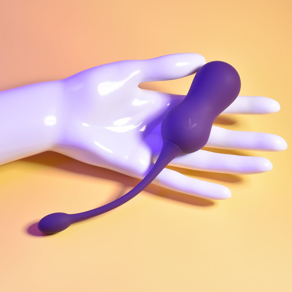 Playboy Pleasure DOUBLE TIME - Purple USB Rechargeable Vibrating Kegel Balls - silkandsin