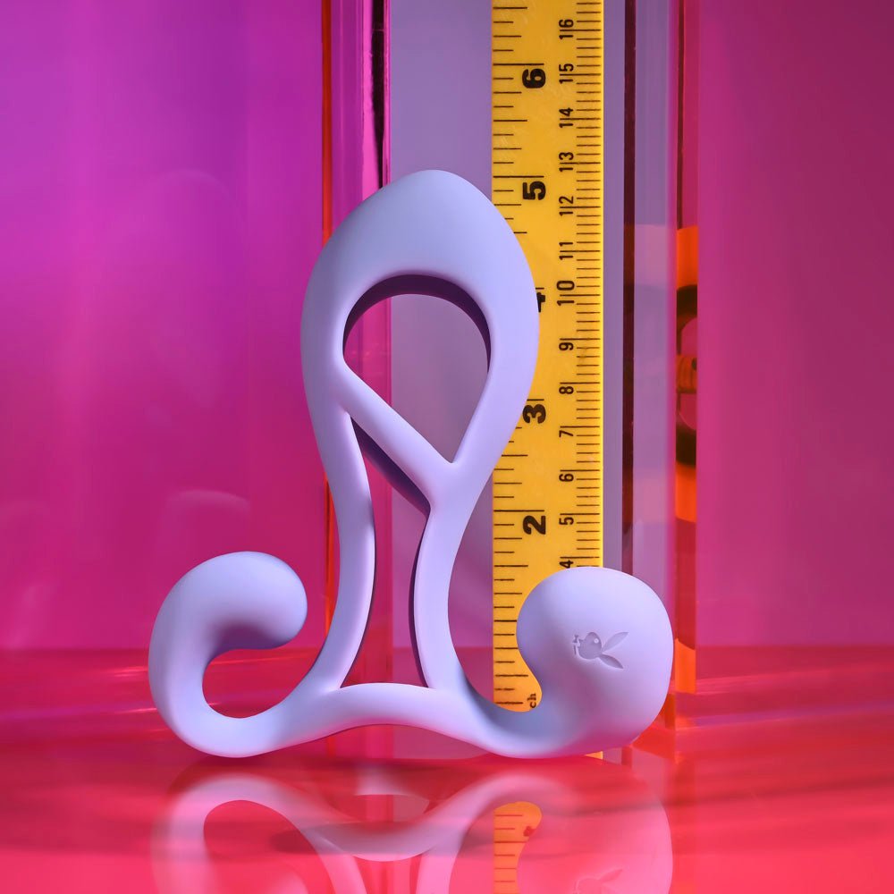 Playboy Pleasure FANTASY CAGE - Purple USB Rechargeable Vibrating Penis Sleeve - silkandsin