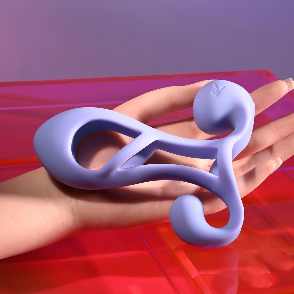 Playboy Pleasure FANTASY CAGE - Purple USB Rechargeable Vibrating Penis Sleeve - silkandsin