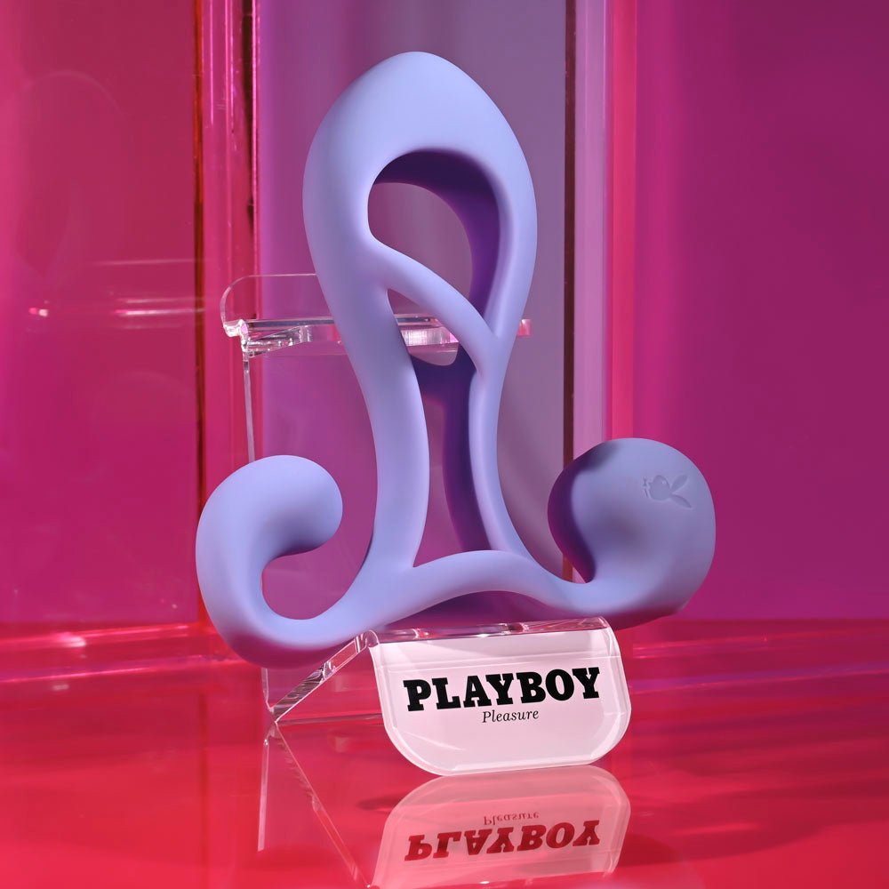 Playboy Pleasure FANTASY CAGE - Purple USB Rechargeable Vibrating Penis Sleeve - silkandsin