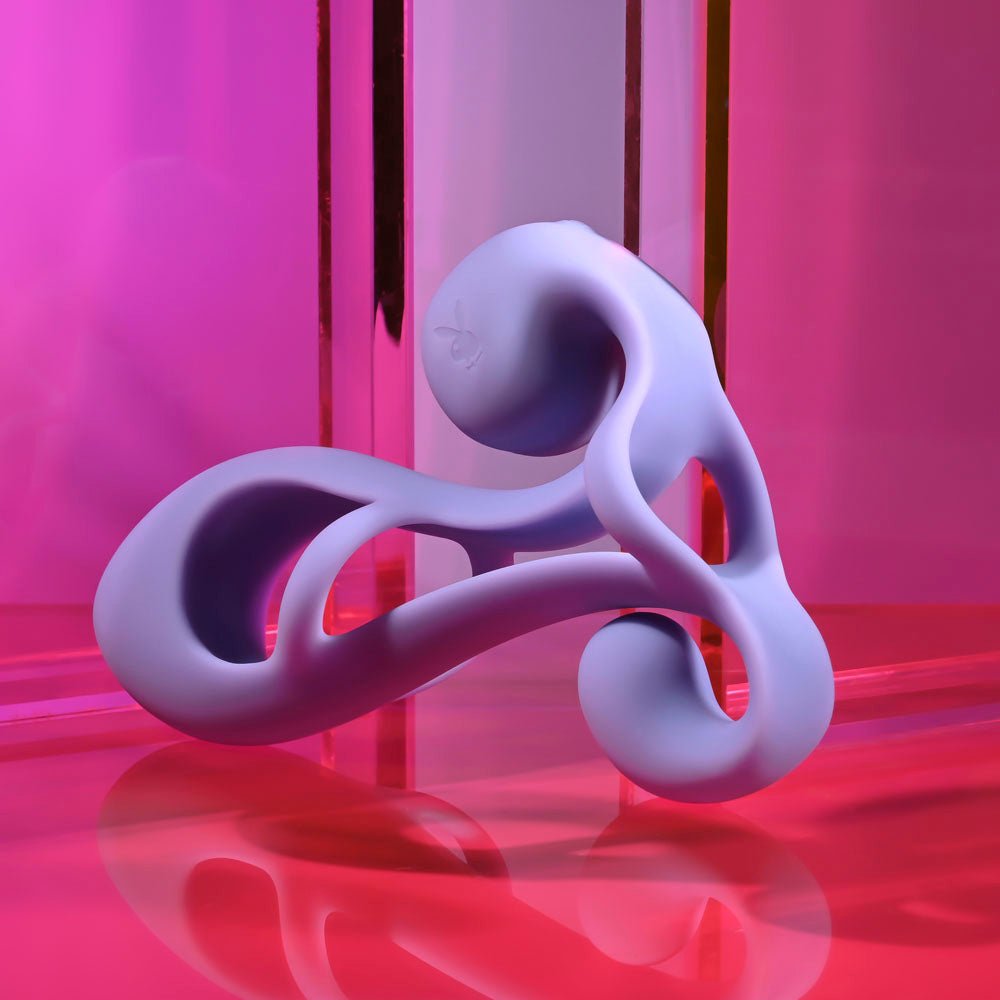 Playboy Pleasure FANTASY CAGE - Purple USB Rechargeable Vibrating Penis Sleeve - silkandsin