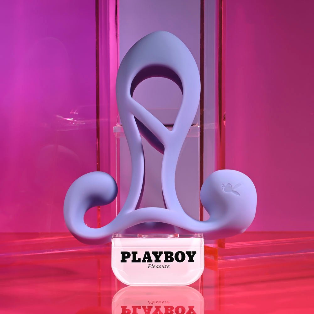 Playboy Pleasure FANTASY CAGE - Purple USB Rechargeable Vibrating Penis Sleeve - silkandsin