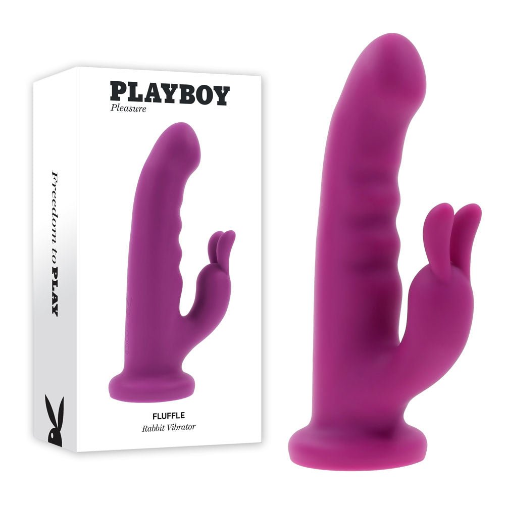 Playboy Pleasure FLUFFLE - Purple 19.7 cm USB Rechargeable Rabbit Vibrator - silkandsin