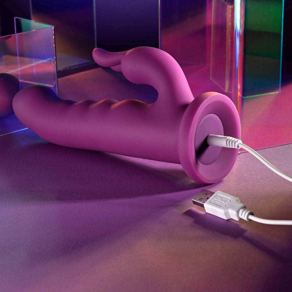Playboy Pleasure FLUFFLE - Purple 19.7 cm USB Rechargeable Rabbit Vibrator - silkandsin