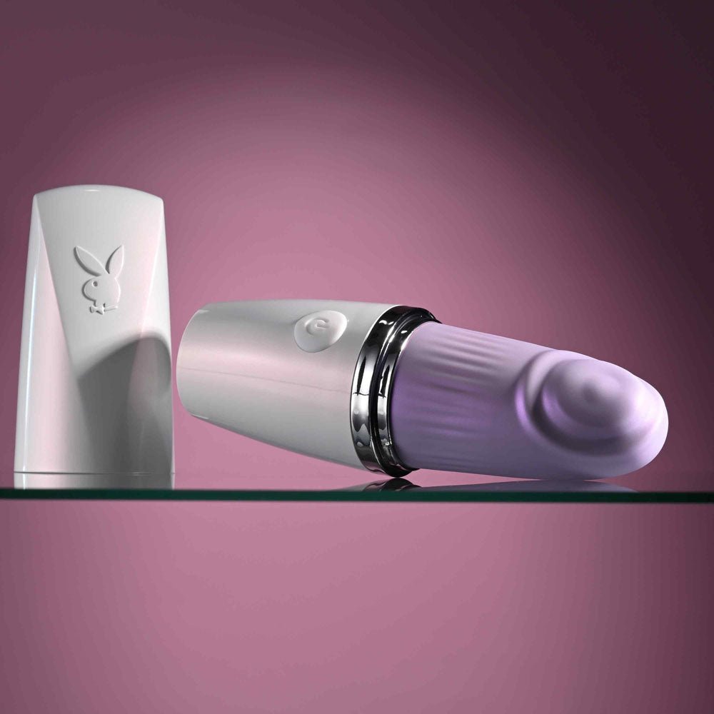 Playboy Pleasure GETAWAY - White/Purple 14.2 cm USB Rechargeable Tapping Stimulator - silkandsin
