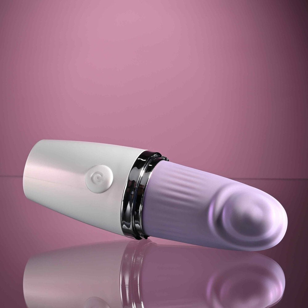 Playboy Pleasure GETAWAY - White/Purple 14.2 cm USB Rechargeable Tapping Stimulator - silkandsin