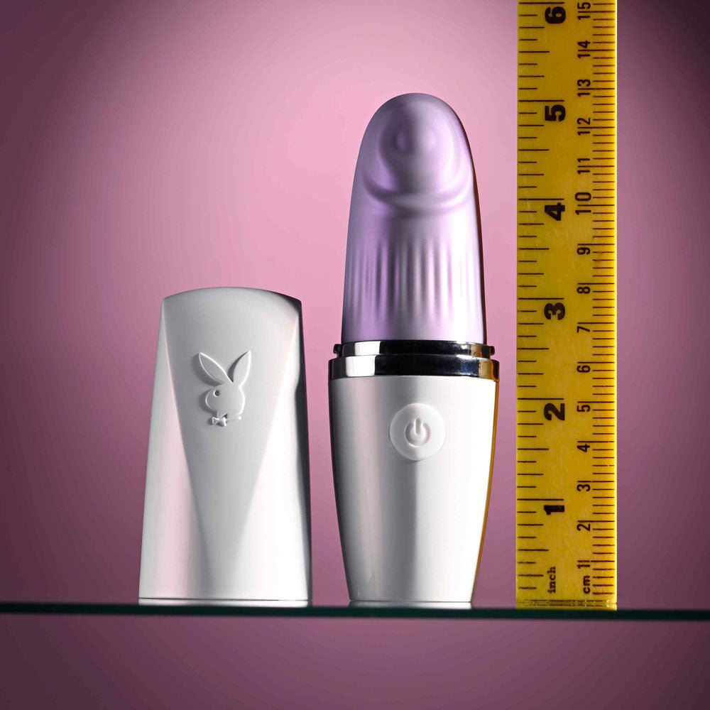 Playboy Pleasure GETAWAY - White/Purple 14.2 cm USB Rechargeable Tapping Stimulator - silkandsin