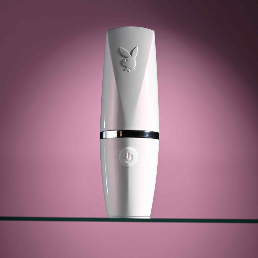 Playboy Pleasure GETAWAY - White/Purple 14.2 cm USB Rechargeable Tapping Stimulator - silkandsin