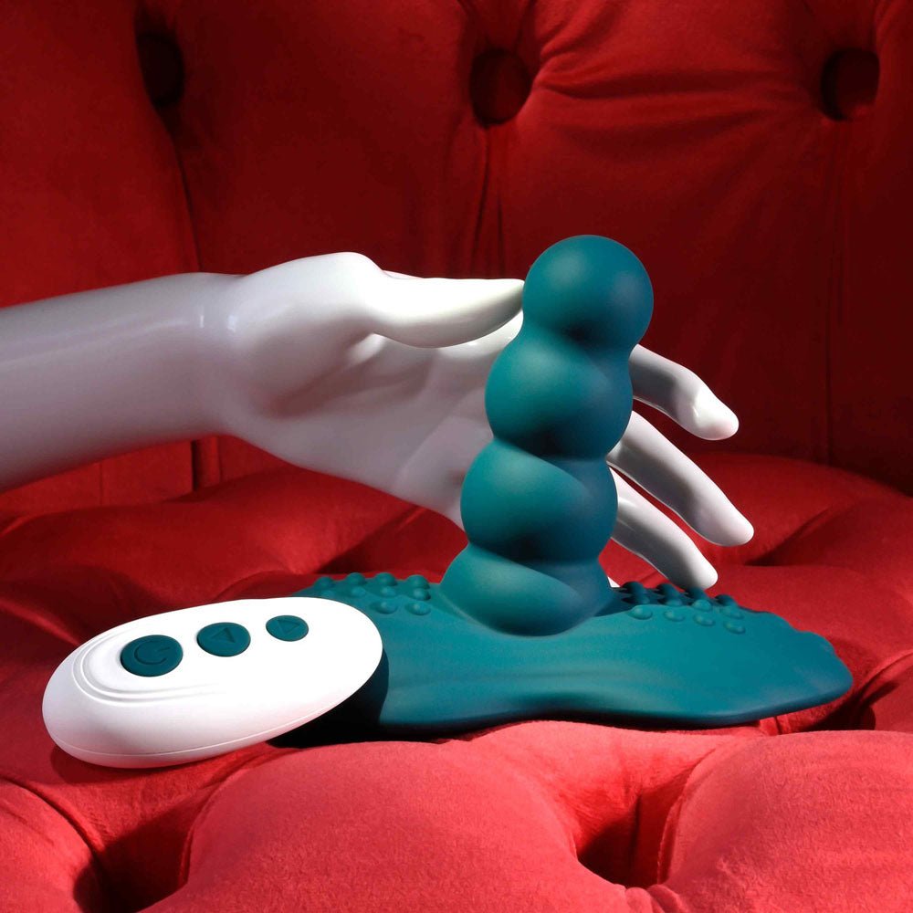 Playboy Pleasure HAVE A SEAT - Green USB Rechargeable Rideable Vibrator and Grinder Pad with Remote - silkandsin