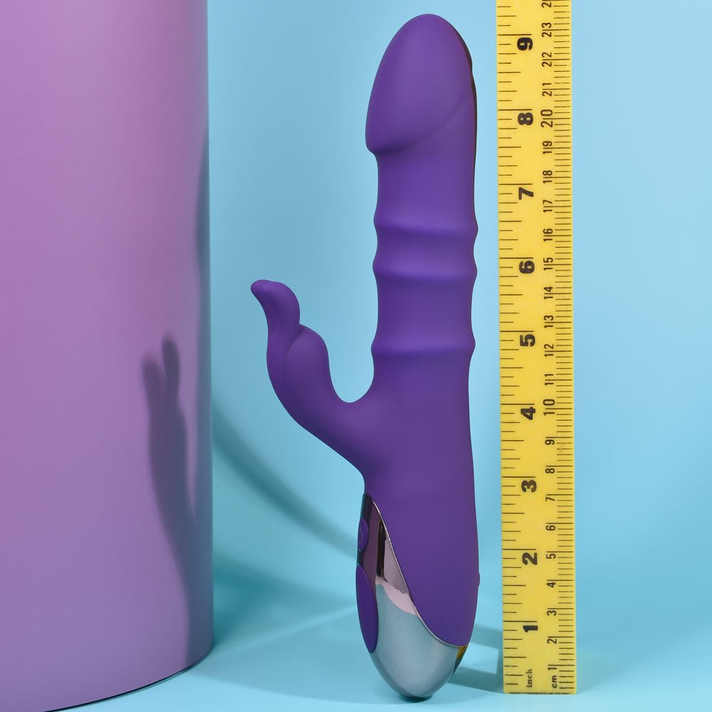 Playboy Pleasure HOP TO IT - Purple 23.5 cm USB Rechargeable Rabbit Vibrator - silkandsin