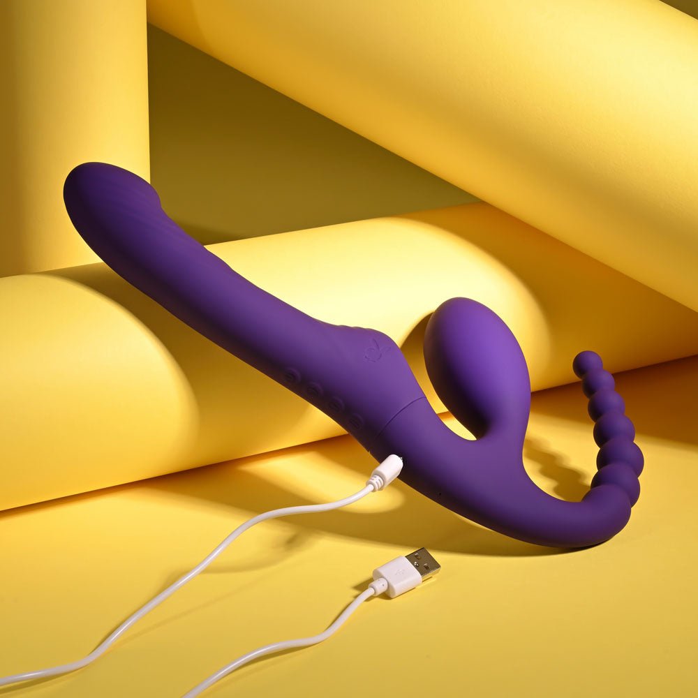 Playboy Pleasure HUG IT OUT - Purple 29 cm USB Rechargeable Strapless Strap - On - silkandsin