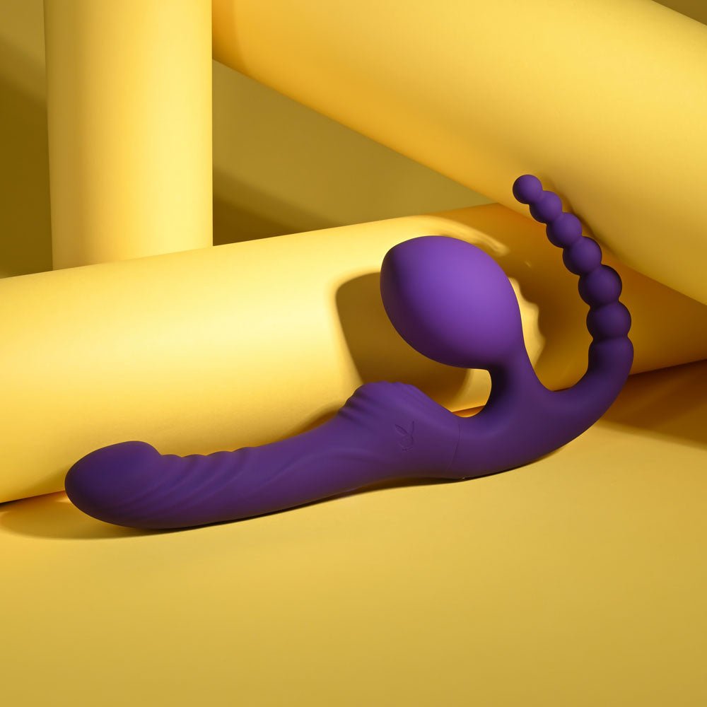 Playboy Pleasure HUG IT OUT - Purple 29 cm USB Rechargeable Strapless Strap - On - silkandsin