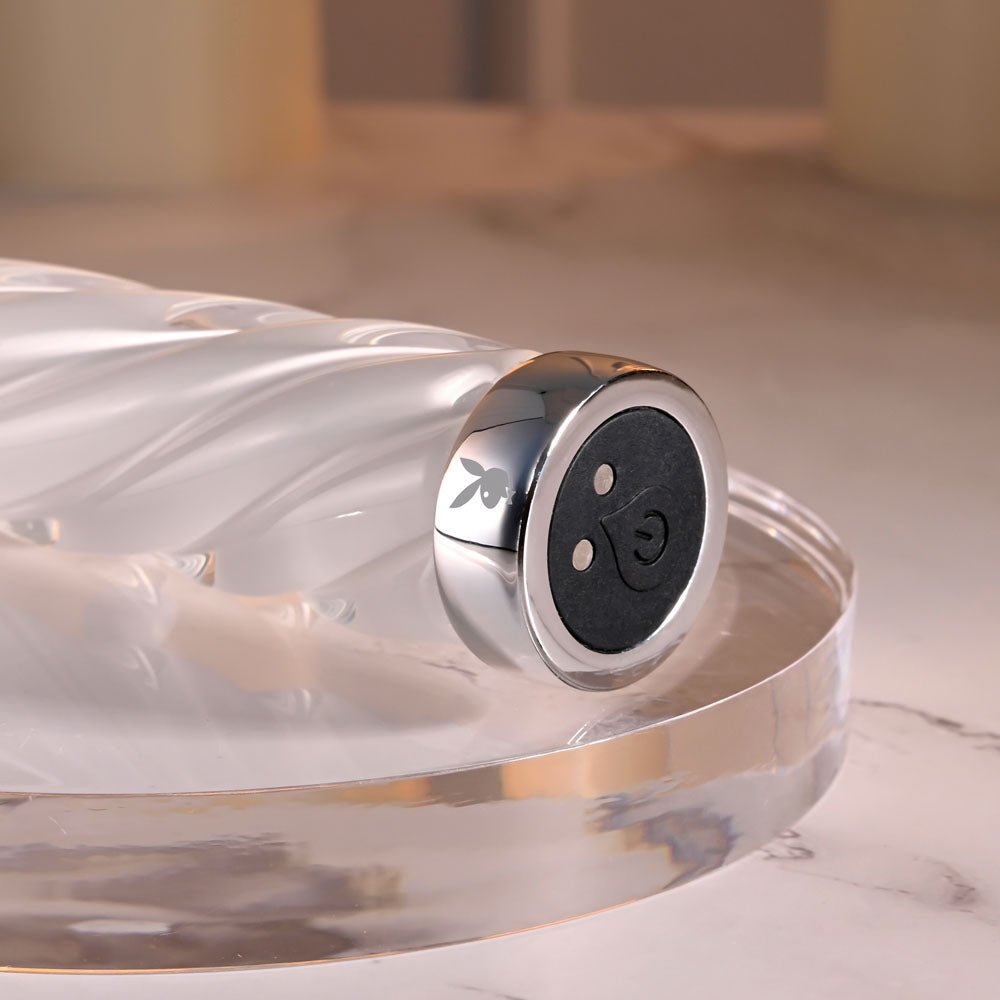 Playboy Pleasure IN A TWIST - White Glass 17.5 cm USB Rechargeable Vibrator - silkandsin