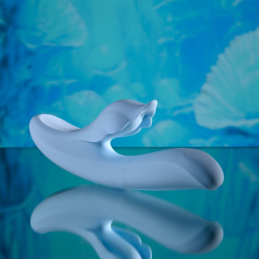Playboy Pleasure IN BLOOM - Blue 23.5 cm USB Rechargeable Thrusting Tapping & Heating Dual Vibrator - silkandsin