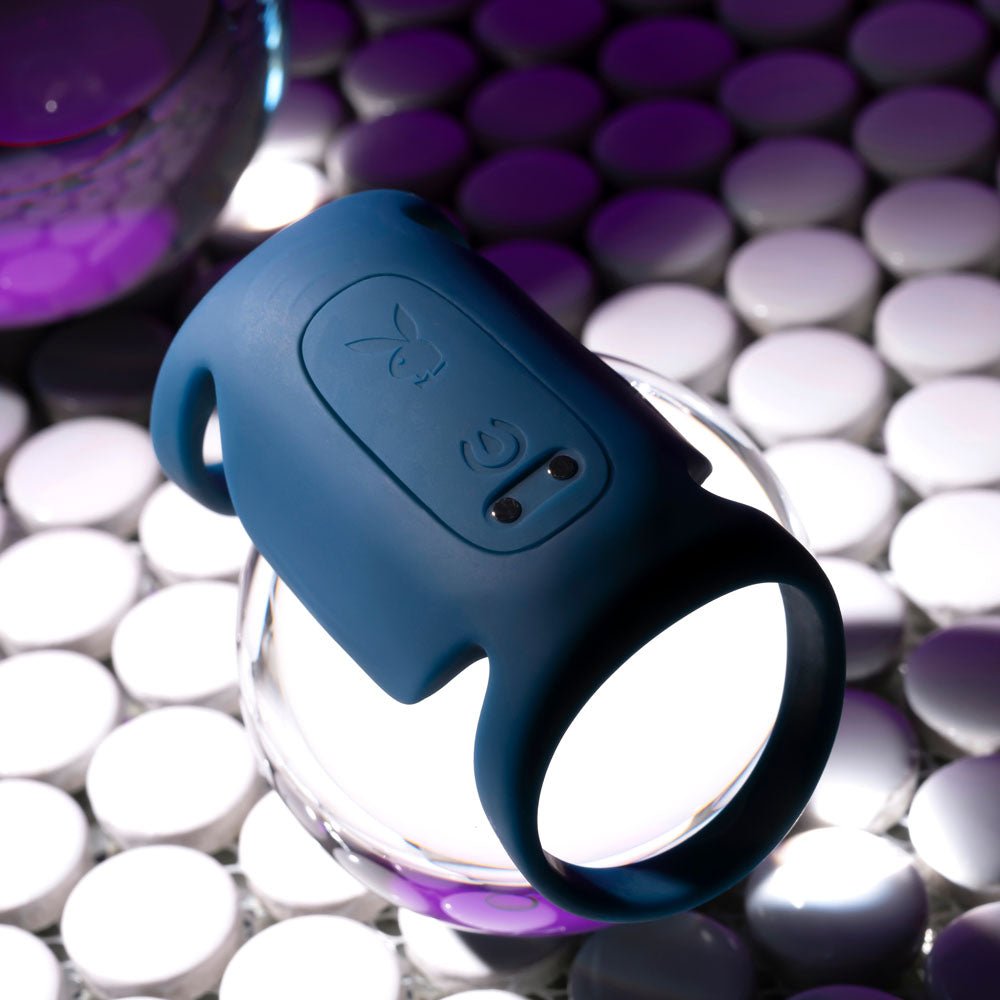 Playboy Pleasure JET PACK - Dark Blue USB Rechargeable Vibrating Penis Harness - silkandsin