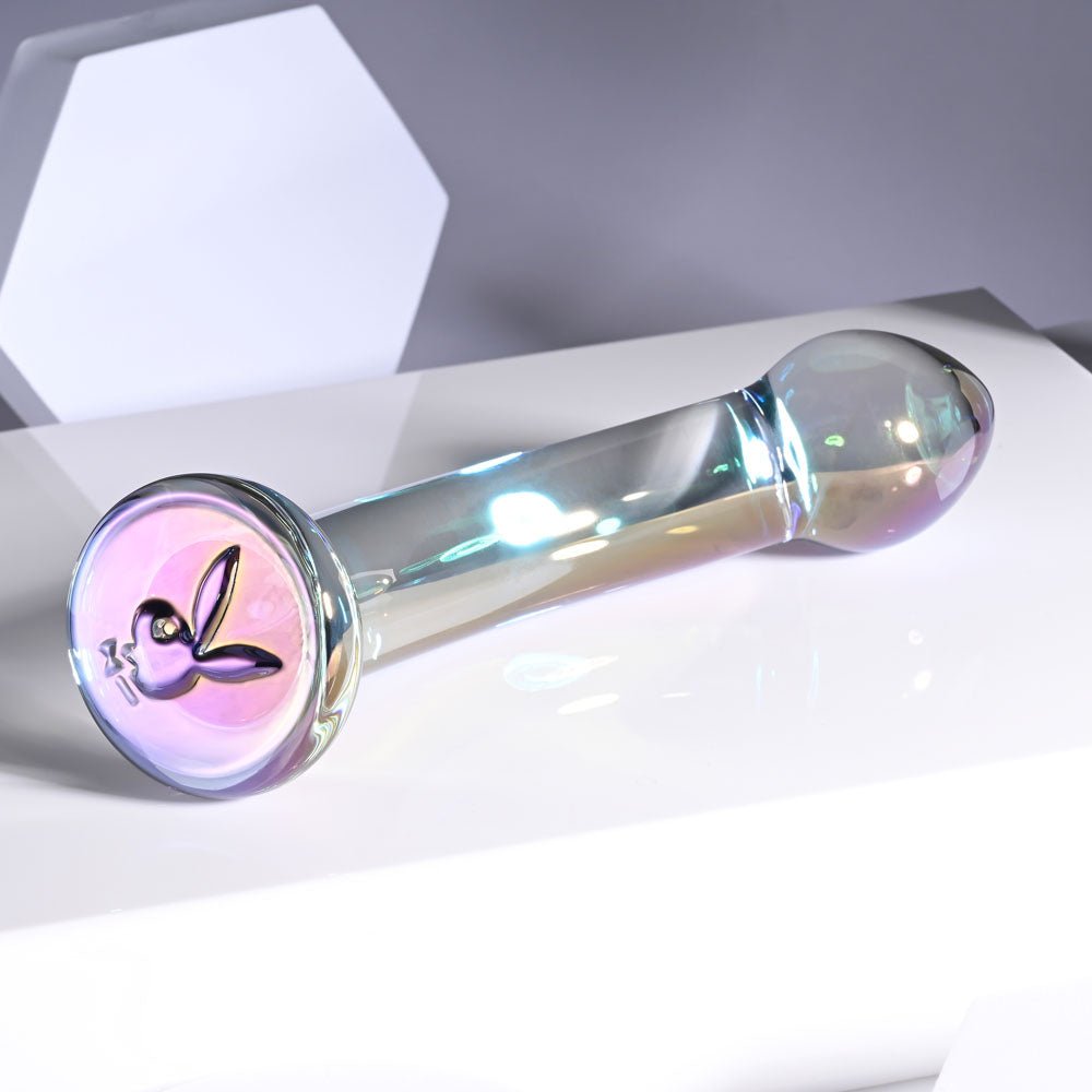 Playboy Pleasure JEWELS KING - Clear Glass 16.3 cm Dildo - silkandsin