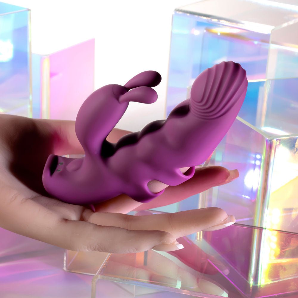 Playboy Pleasure LEND A HAND - Purple USB Rechargeable Finger Vibrator - silkandsin