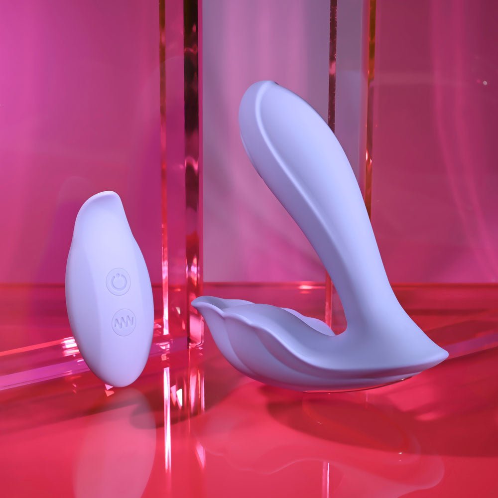 Playboy Pleasure LILAC FANTASY - Purple 13.5 cm USB Rechargeable Tapping Vibrator with Remote - silkandsin