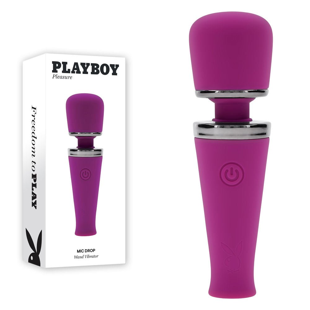 Playboy Pleasure MIC DROP - Purple 11.4 cm USB Rechargeable Vibrating Mini Massage Wand - silkandsin