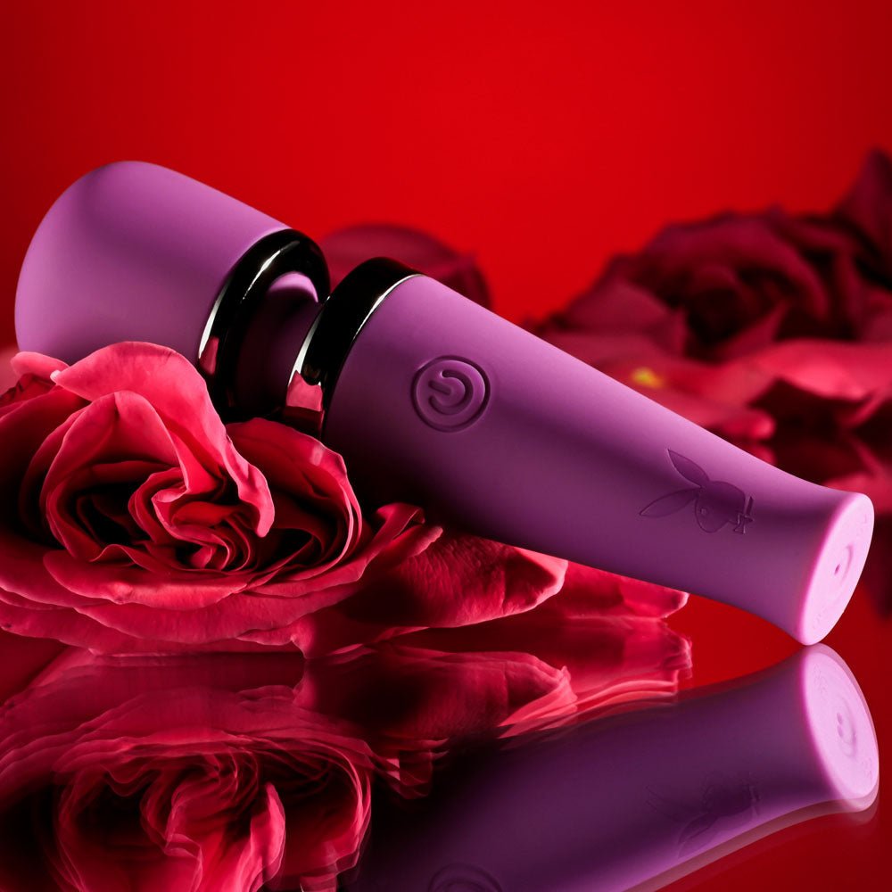 Playboy Pleasure MIC DROP - Purple 11.4 cm USB Rechargeable Vibrating Mini Massage Wand - silkandsin