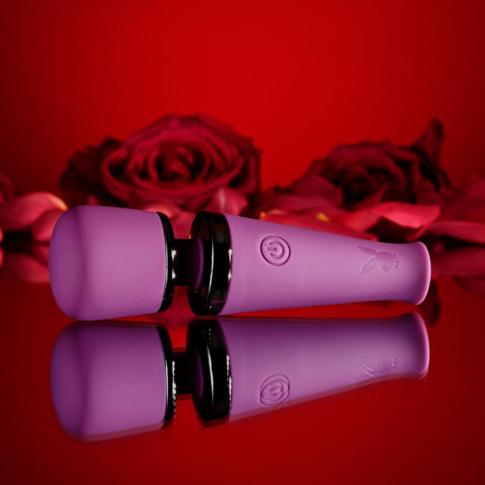 Playboy Pleasure MIC DROP - Purple 11.4 cm USB Rechargeable Vibrating Mini Massage Wand - silkandsin