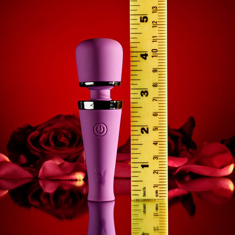 Playboy Pleasure MIC DROP - Purple 11.4 cm USB Rechargeable Vibrating Mini Massage Wand - silkandsin