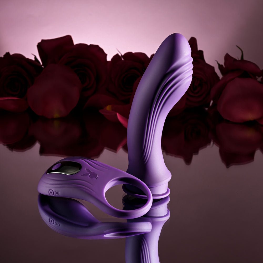 Playboy Pleasure MIX & MATCH - Purple USB Rechargeable with C - Ring Attachment - silkandsin