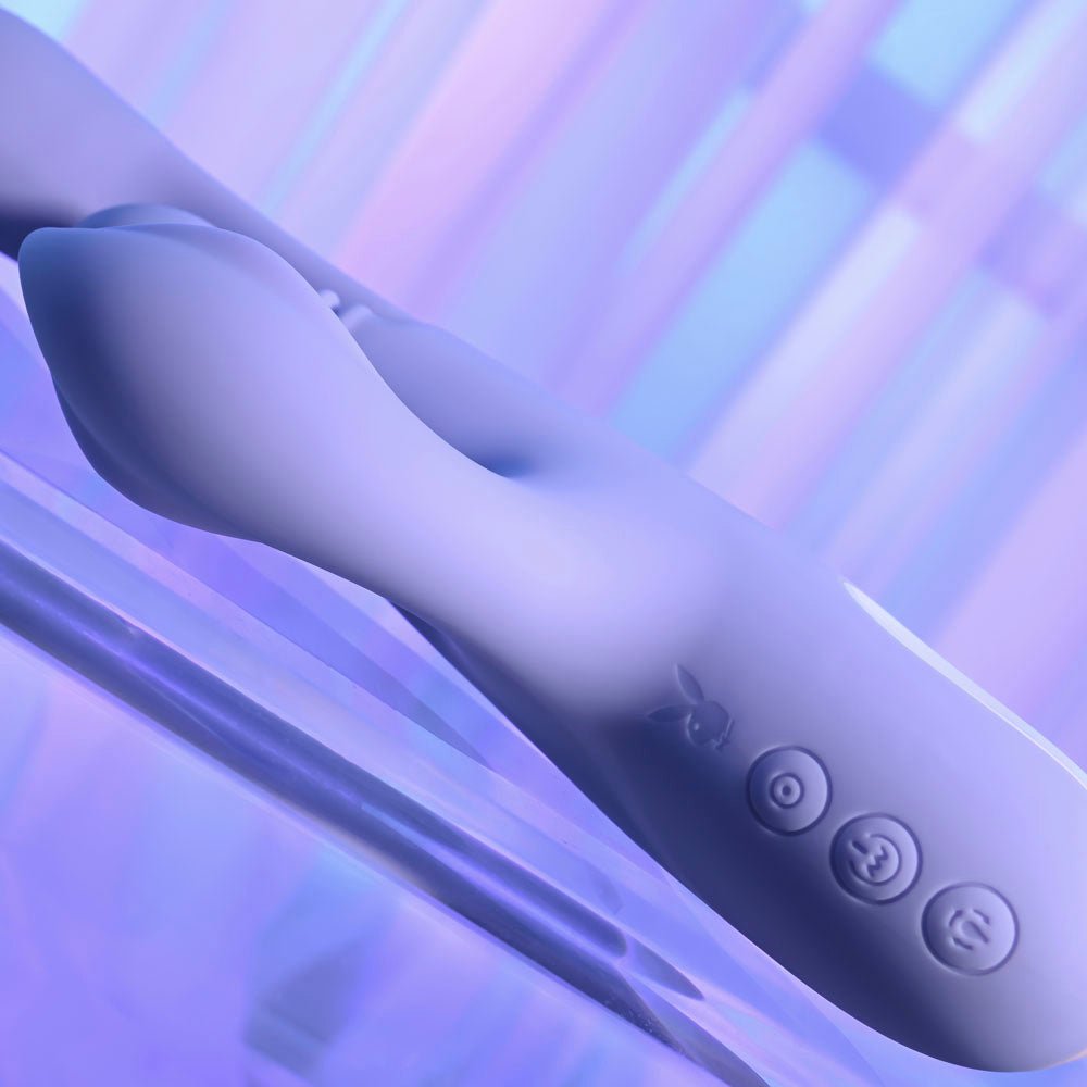 Playboy Pleasure NUBBIN RUBBIN - Purple 24.1 cm USB Rechargeable Thrusting Rabbit Vibrator - silkandsin