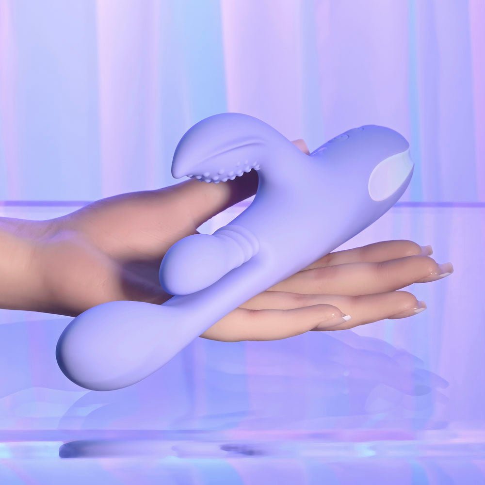Playboy Pleasure NUBBIN RUBBIN - Purple 24.1 cm USB Rechargeable Thrusting Rabbit Vibrator - silkandsin