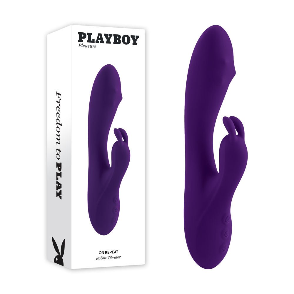 Playboy Pleasure ON REPEAT - Purple 19.7 cm USB Rechargeable Rabbit Vibrator - silkandsin