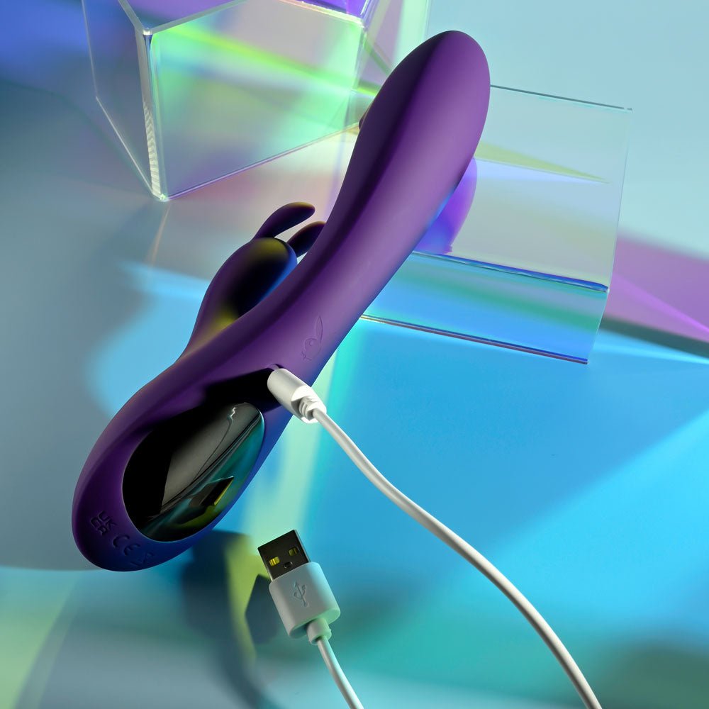 Playboy Pleasure ON REPEAT - Purple 19.7 cm USB Rechargeable Rabbit Vibrator - silkandsin