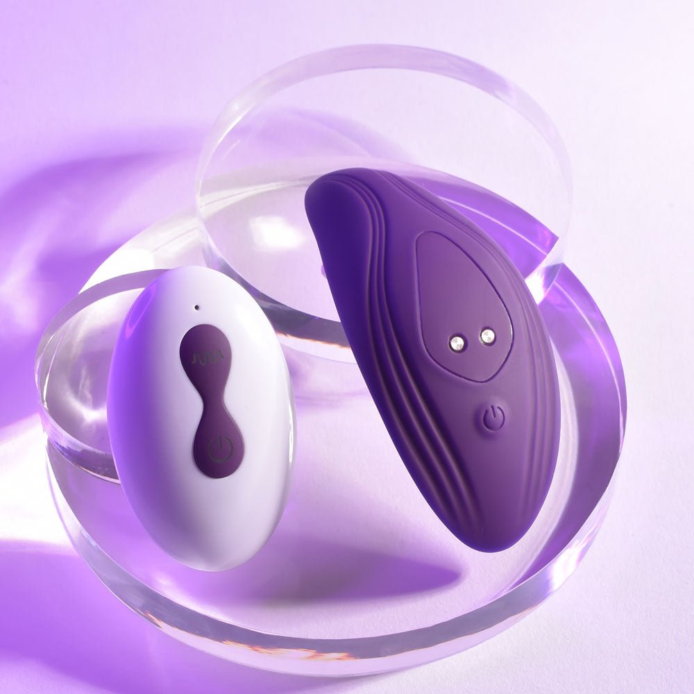 Playboy Pleasure OUR LITTLE SECRET - Purple USB Rechargeable Panty Vibrator with Wireless Remote Control - silkandsin