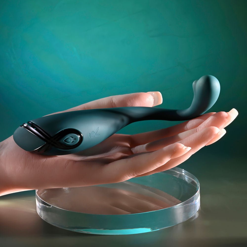 Playboy Pleasure PINPOINT PERFECTION - Green 19.3 cm USB Rechargeable Poseable Vibrator - silkandsin
