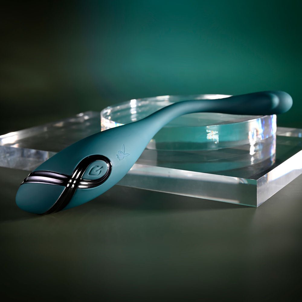 Playboy Pleasure PINPOINT PERFECTION - Green 19.3 cm USB Rechargeable Poseable Vibrator - silkandsin