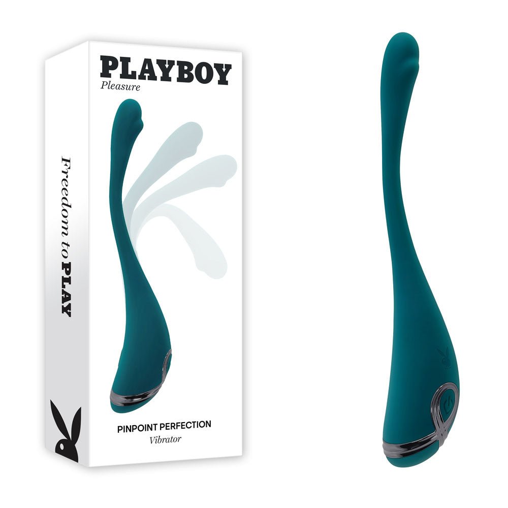 Playboy Pleasure PINPOINT PERFECTION - Green 19.3 cm USB Rechargeable Poseable Vibrator - silkandsin