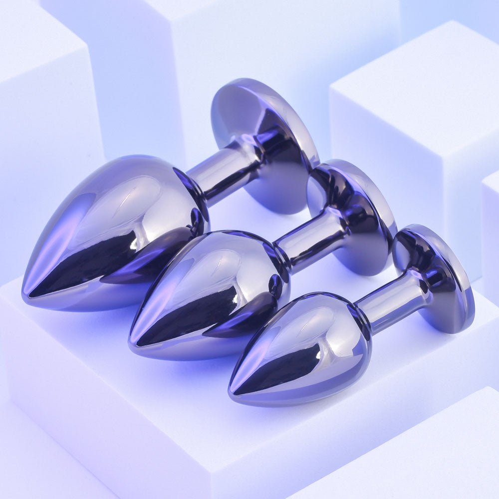 Playboy Pleasure PLEASURE 3 WAYS - Metal Butt Plugs - Set of 3 Sizes - silkandsin