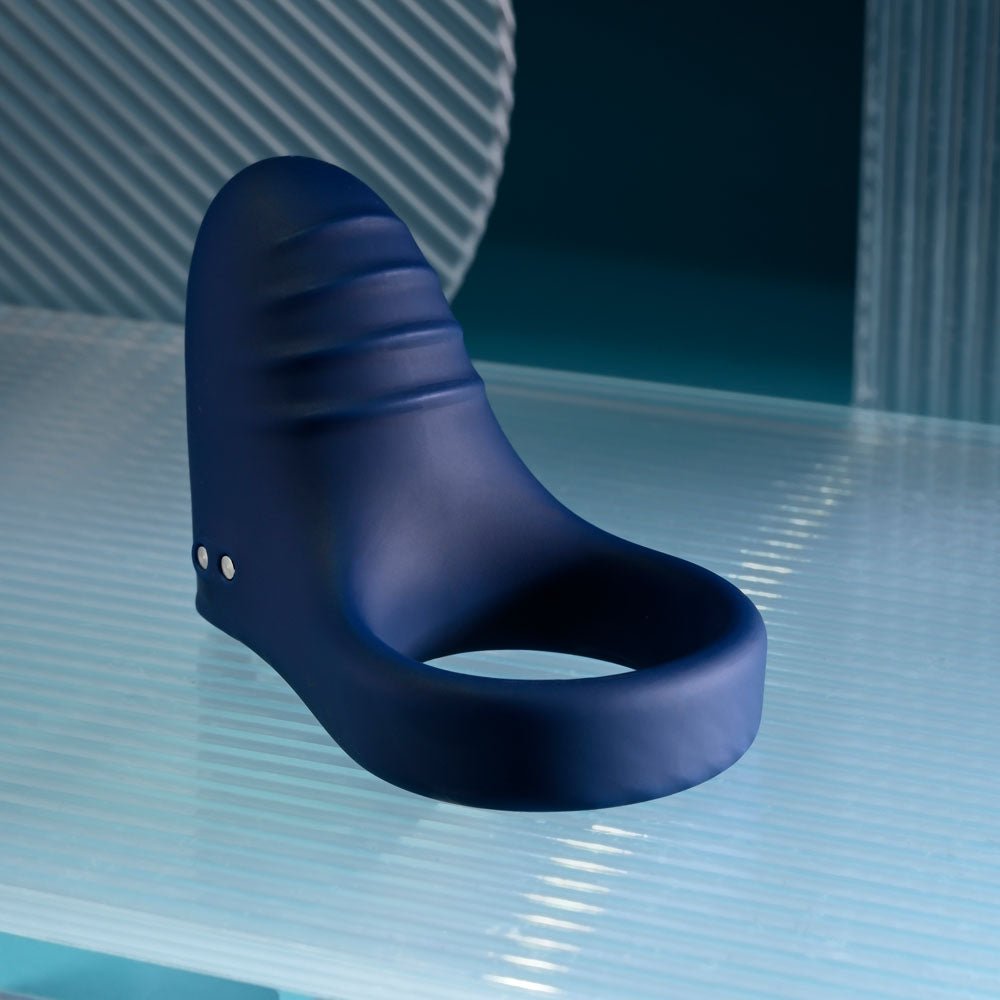 Playboy Pleasure PLEASURE POINT - Blue USB Rechargeable Vibrating Cock Ring - silkandsin