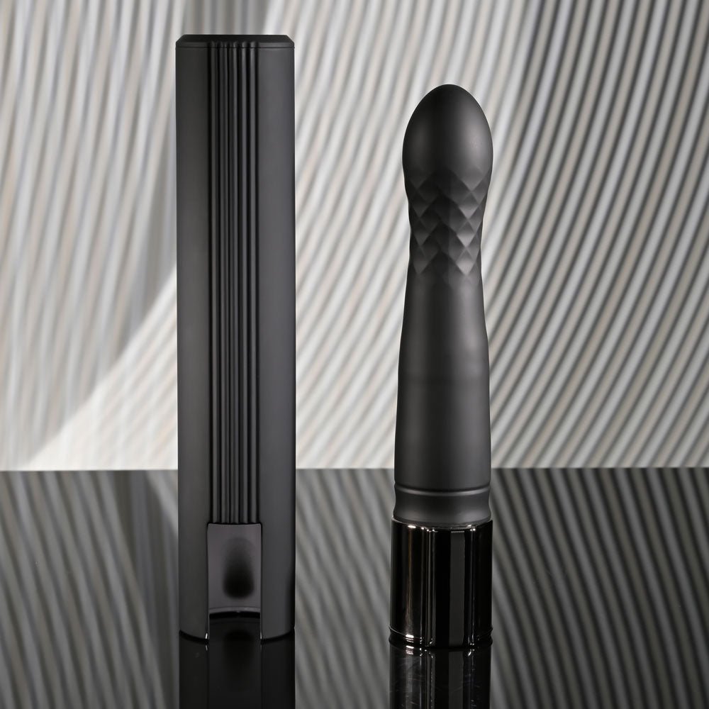 Playboy Pleasure PLEASURE ZONE - Black 21.4 cm Rechargeable Vibrator with USB Charging Dock - silkandsin