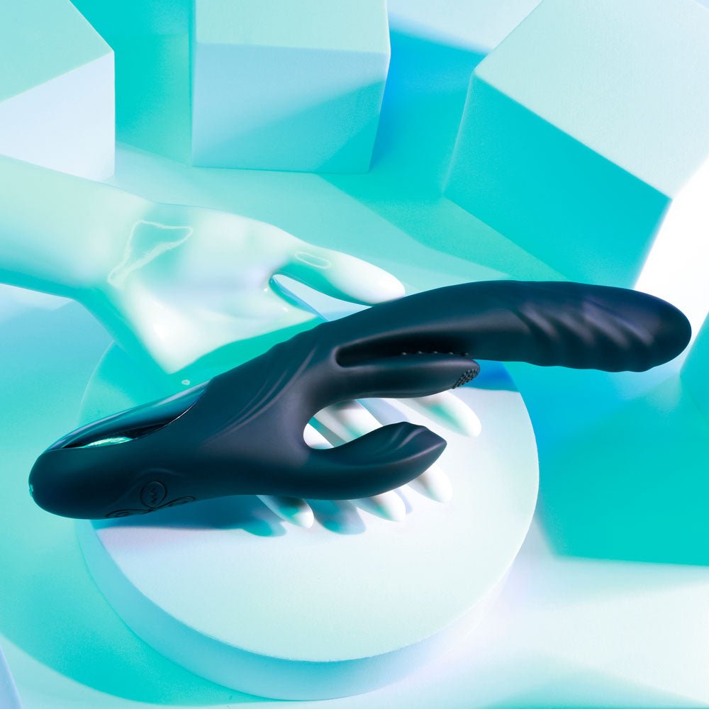 Playboy Pleasure RAPID RABBIT - Black 26.4 cm USB Rechargeable Rabbit Vibrator - silkandsin