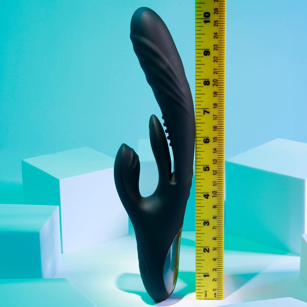 Playboy Pleasure RAPID RABBIT - Black 26.4 cm USB Rechargeable Rabbit Vibrator - silkandsin