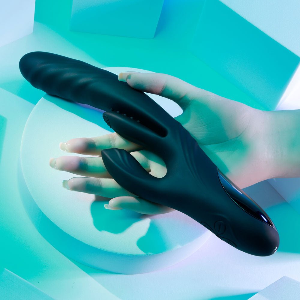 Playboy Pleasure RAPID RABBIT - Black 26.4 cm USB Rechargeable Rabbit Vibrator - silkandsin