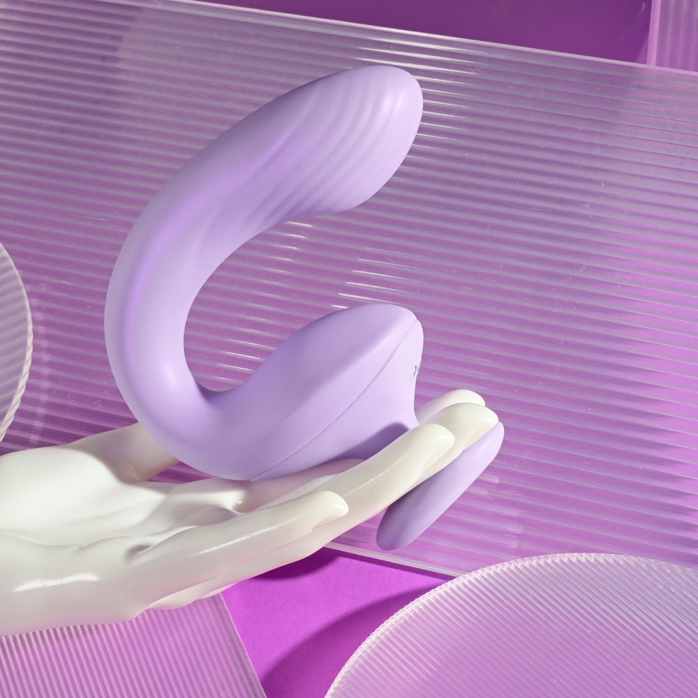 Playboy Pleasure REV ME UP - Purple USB Rechargeable Dual Motor Curved Vibrator - silkandsin