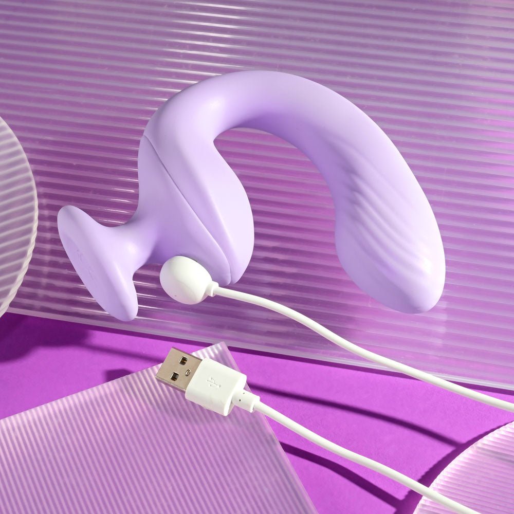 Playboy Pleasure REV ME UP - Purple USB Rechargeable Dual Motor Curved Vibrator - silkandsin